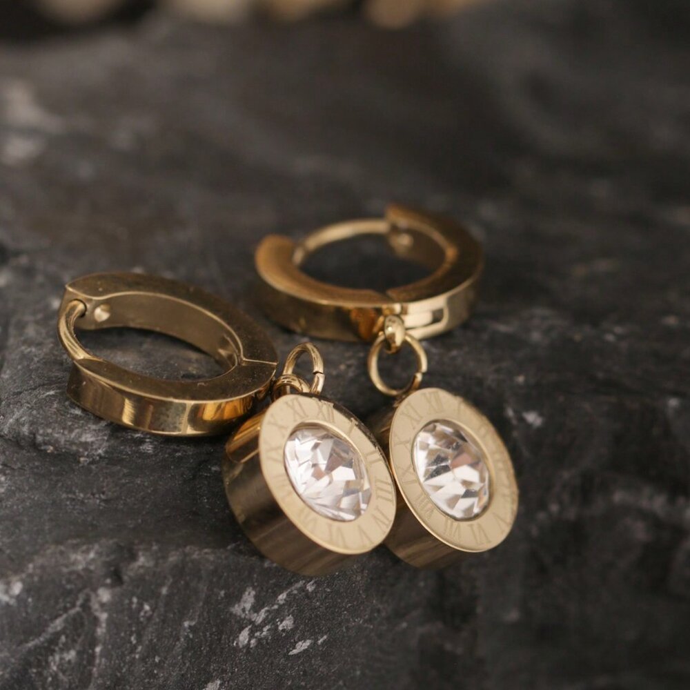 1 Pair Stainless Steel Roman Numeral Style Earrings